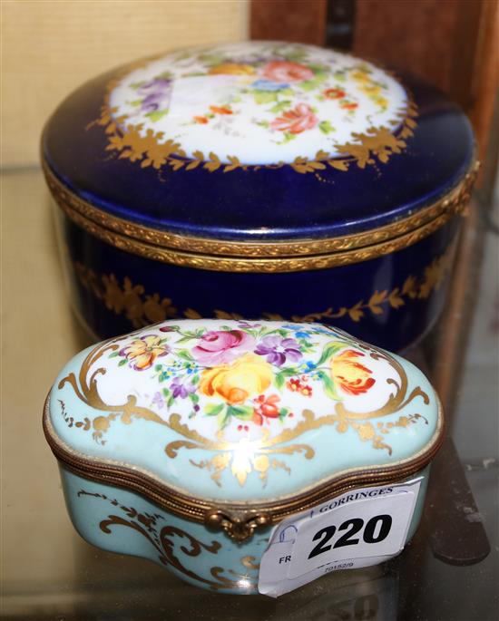 French porcelain casket and another